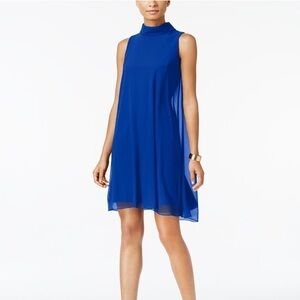 Vince Camuto Sleeveless Mock Neck Sheer Lined Above Knee Party Shift Dress